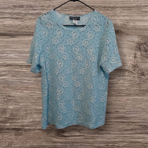 Vintage Women's Wear About Lace Tulle Semi-Sheer Top Size Large - Picture 1 of 7